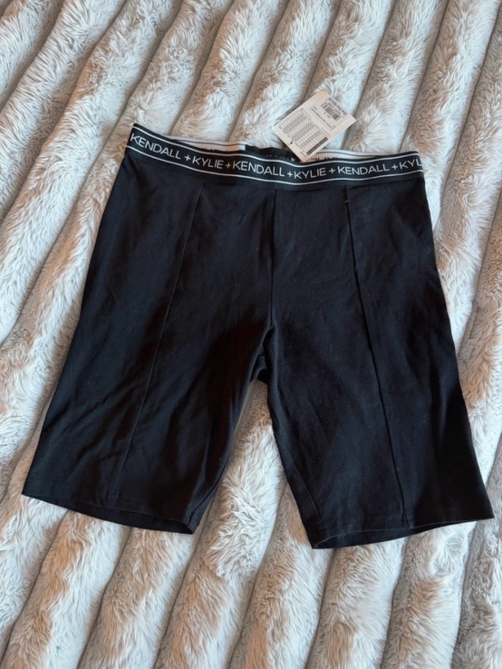 Kendall & Kylie Black Bike Shorts with Logo Waistband
